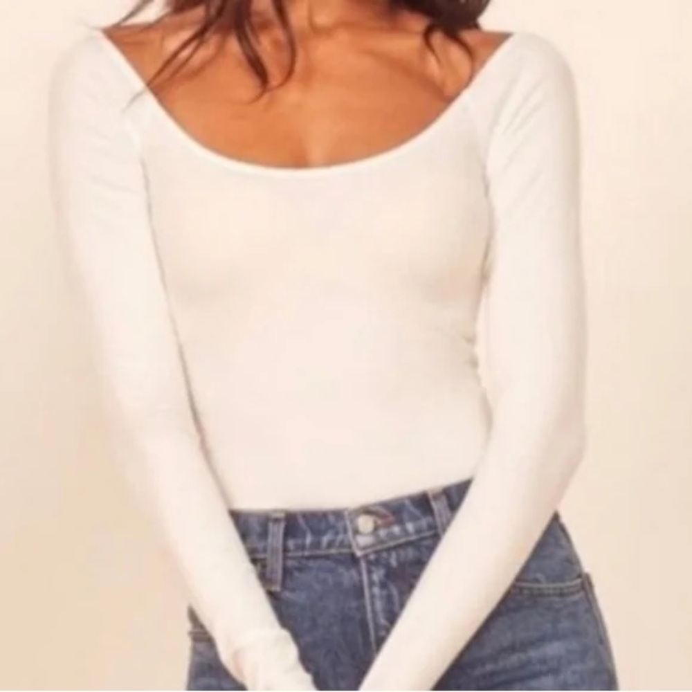 Reformation Scoop Neck Long Sleeve Top